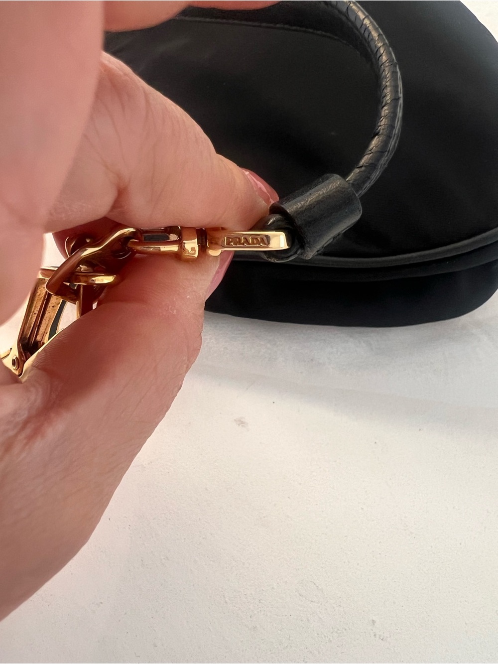 Authentic Prada Black Nylon Mini Shoulder Bag with Gold Hardware - Picture 9 of 14